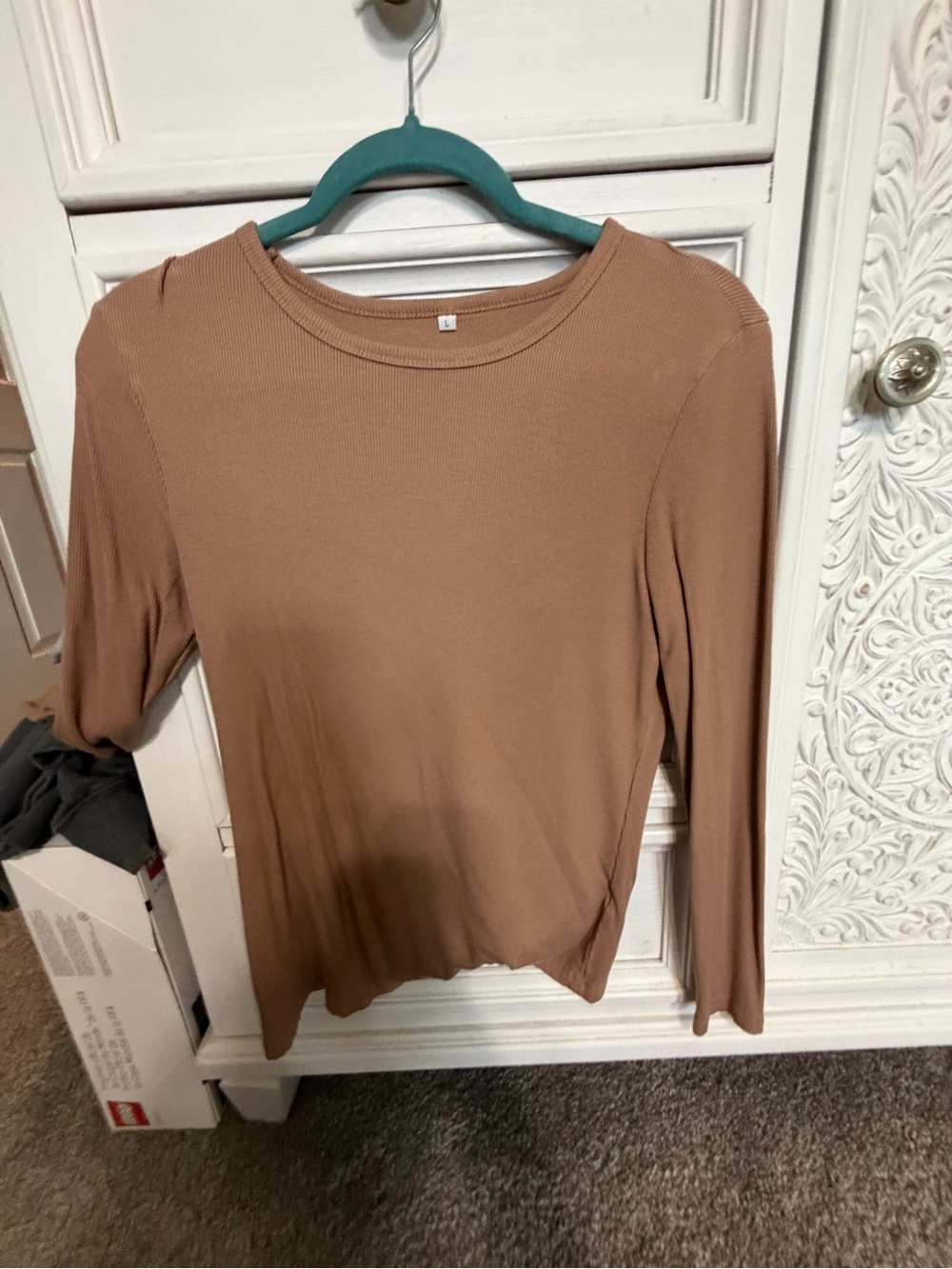 Camel Ribbed Long Sleeve Top Size Large Never Worn